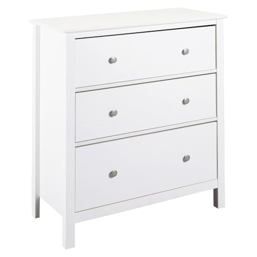 Generisch Kommode - 85 x 96 cm - 3 Schubladen - Weiß - Kiefernholz massiv Generisch Kommode - 85 x 96 cm - 3 Schubladen - Weiß - Kiefernholz massiv von Generisch