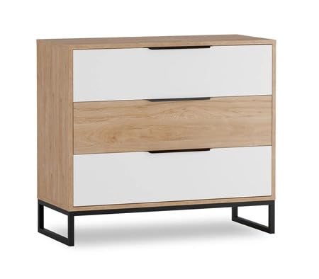 Generisch Kommode 90 cm Eiche Hickory – modernes Sideboard im Industrial-Stil mit weißem Metallsockel – Funktionelles Design – Imola – stilvolle Aufbewahrung für Flur, Wohnzimmer oder Schlafzimmer Generisch Kommode 90 cm Eiche Hickory – modernes Sideboard im Industrial-Stil mit weißem Metallsockel – Funktionelles Design – Imola – stilvolle Aufbewahrung für Flur, Wohnzimmer oder Schlafzimmer von Generisch