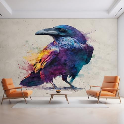 Generisch Krähe Tapete, Fototapete Graffiti Rabe, Vliestapete für Schlafzimmer Wohnzimmer, Wand Deko Tapeten, Wandverkleidung 200x140 cm D&O59 von Generisch