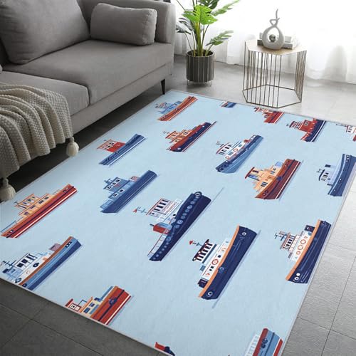 Generisch Kreuzfahrtschiff Teppich Wohnzimmer 160x230, Kurzflor Teppich Schlafzimmer Cartoon Kinder Jungen Wohnzimmerteppich Groß, Weich Flanell - Antirutsch Carpet H-5 Generisch Kreuzfahrtschiff Teppich Wohnzimmer 160x230, Kurzflor Teppich Schlafzimmer Cartoon Kinder Jungen Wohnzimmerteppich Groß, Weich Flanell - Antirutsch Carpet H-5 von Generisch