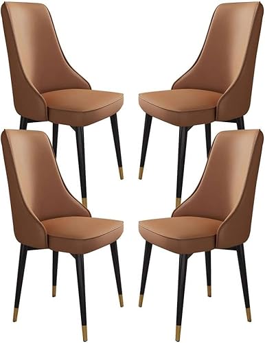 Generisch Küchen-/Esszimmerstuhl aus Mikrofaser-Leder, 4er-Set, robuste Wohnzimmer-Loungesessel mit Metallbeinen aus Karbonstahl(Coffee) von Generisch