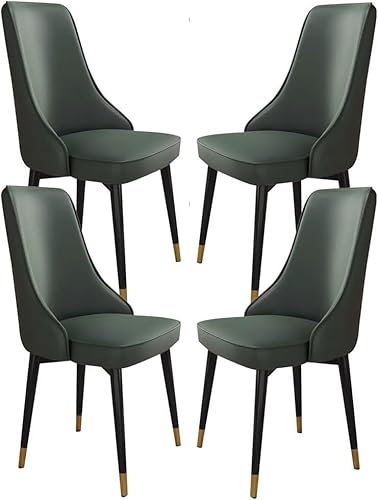 Generisch Küchen-/Esszimmerstuhl aus Mikrofaser-Leder, 4er-Set, robuste Wohnzimmer-Loungesessel mit Metallbeinen aus Karbonstahl(Dark Green) von Generisch