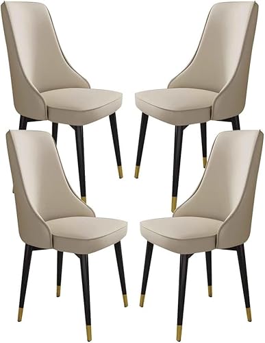 Generisch Küchen-/Esszimmerstuhl aus Mikrofaser-Leder, 4er-Set, robuste Wohnzimmer-Loungesessel mit Metallbeinen aus Karbonstahl(Riceyellow) von Generisch