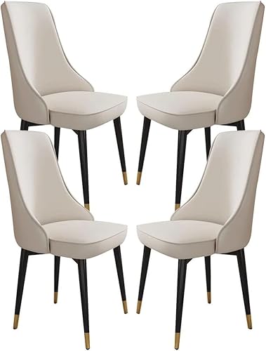 Generisch Küchen-/Esszimmerstuhl aus Mikrofaser-Leder, 4er-Set, robuste Wohnzimmer-Loungesessel mit Metallbeinen aus Karbonstahl(White) von Generisch