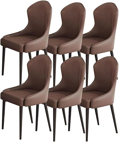 Generisch Küchen-Esszimmerstühle, 6er-Set, Mikrofaser-Leder, Wohnzimmer-Lounge-Thekenstühle, stabile Metallbeine aus Karbonstahl(Deep Coffee) von Generisch