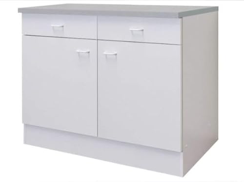 Generisch Küchenschrank - Unterschrank Weiß - 2-türig, 2 Schubladen 100cm B von Generisch