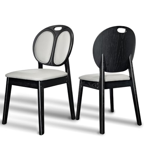 Generisch Küchenstühle 2er Set mit Lehne Esszimmerstühle Modern mit Holzbeine Polsterstuhl Esszimmer aus Holz Stapelstühle für Küche Esszimmer Wohnzimmer (Grau 1) von Generisch