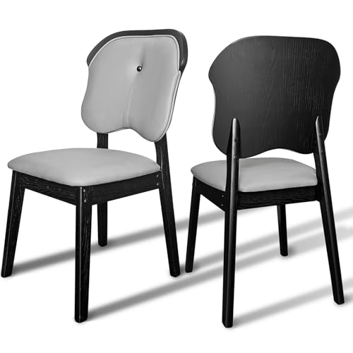 Generisch Küchenstühle 2er Set mit Lehne Esszimmerstühle Modern mit Holzbeine Polsterstuhl Esszimmer aus Holz Stapelstühle für Küche Esszimmer Wohnzimmer (Grau 2) von Generisch