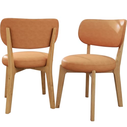 Generisch Küchenstühle mit Lehne Esszimmerstühle 2er Set Stapelstühle aus Holz Polsterstühle mit Holzbeinen für Wohnzimmer Küche Esszimmer Schlafzimmer (Holz 2) von Generisch