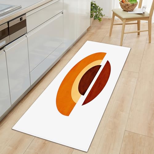 Generisch Küchenteppiche Weiß Rutschfestes Küchenmatten 70 x 200 cm, Abstrakte Ovale Streifen Drucken Teppich Waschbar Bodenmatte, Komfort Pflegeleicht für Staubdicht Fußmatte von Generisch