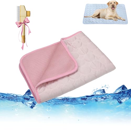 Generisch Kühlmatte Hunde, Cooling Mat for Summer, Dog Blanket, Cooling, Relaxed Fur Friends on Hot Days, Self-Cooling Dog Mat, Durable Scratch-Resistant Surface (Pink, XL(100 * 70cm)) von Generisch