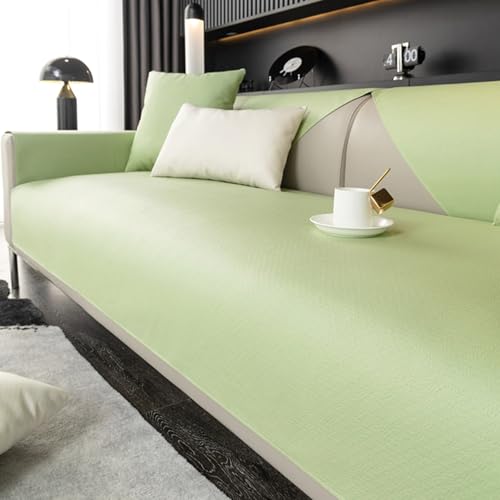 Generisch Kunstleder Couch ÜBerzug L U-Form Sofa Kissen üBerwurf Decke 1 2 3 4 Sitzer Universaler Sofabezug Leicht wasserdichte Sofa Decken FüR Haushalte Mit Hunden(110X240cm,Green) von Generisch