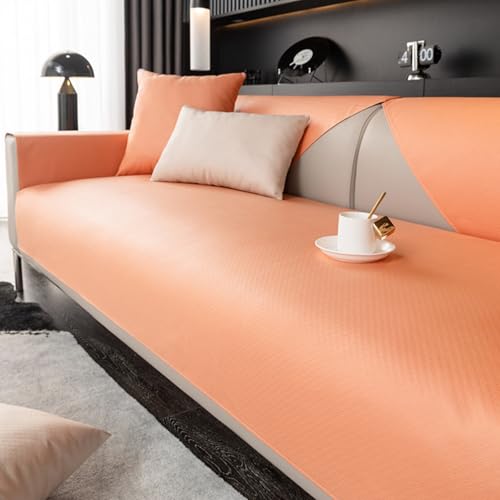 Generisch Kunstleder Couch ÜBerzug L U-Form Sofa Kissen üBerwurf Decke 1 2 3 4 Sitzer Universaler Sofabezug Leicht wasserdichte Sofa Decken FüR Haushalte Mit Hunden(70X150cm,Orange) von Generisch