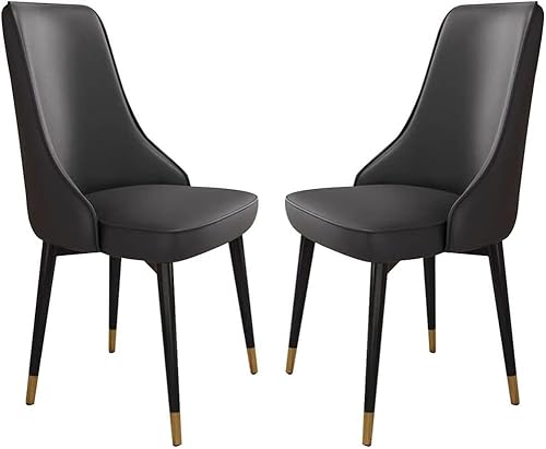 Generisch Kunstleder-Esszimmerstühle for Küche und Schlafzimmer, 2er-Set, Sofastuhl mit Beinen aus Kohlenstoffstahl(Black,Golden Feet) von Generisch