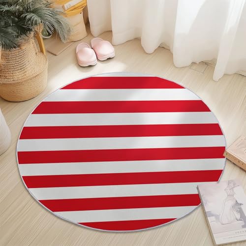Generisch Kurzflor Runder Teppich Einfach Design Linien Flagge Thema, 150 cm rutschfest Waschbar Rund Teppiche Weich Dauerhaft for Wohnzimmer Schlafzimmer Studie Heimbüro Eingang - Rot Weiß Generisch Kurzflor Runder Teppich Einfach Design Linien Flagge Thema, 150 cm rutschfest Waschbar Rund Teppiche Weich Dauerhaft for Wohnzimmer Schlafzimmer Studie Heimbüro Eingang - Rot Weiß von Generisch