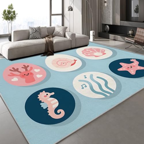 Generisch Kurzflor Teppich 3D Bemalt Teppich Matten rutschfeste FußMatte Cartoon Süß Muster Kinder Spielteppiche FüR Schlafzimmer Flur Wohnzimmer Boden 120x160 cm von Generisch
