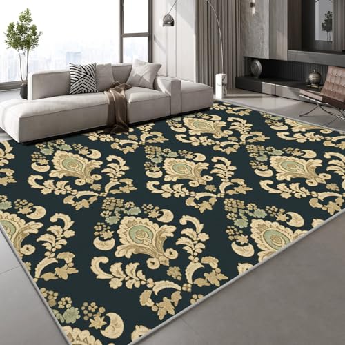 Generisch Kurzflor Teppich 3D Blumen Im Europäischen Stil Teppich Matten rutschfeste FußMatte Retro Kunst Muster Kinder Spielteppiche FüR Schlafzimmer Flur Wohnzimmer Boden 160x230 cm von Generisch
