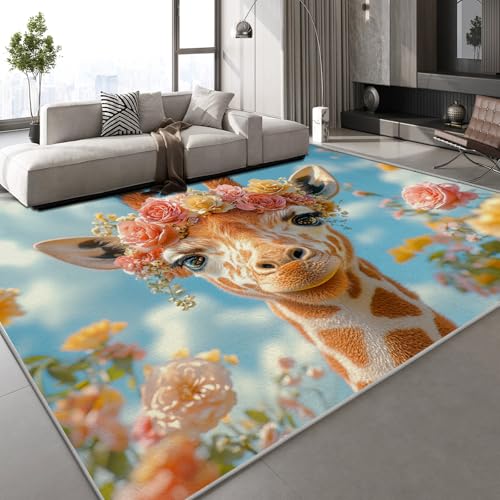 Generisch Kurzflor Teppich 3D Giraffe Blumen Teppich Matten rutschfeste FußMatte Malerei Kunst Muster Kinder Spielteppiche FüR Schlafzimmer Flur Wohnzimmer Boden 100x150 cm Generisch Kurzflor Teppich 3D Giraffe Blumen Teppich Matten rutschfeste FußMatte Malerei Kunst Muster Kinder Spielteppiche FüR Schlafzimmer Flur Wohnzimmer Boden 100x150 cm von Generisch