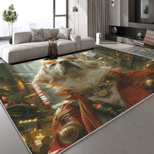 Generisch Kurzflor Teppich 3D Hund Tier Teppich Matten rutschfeste FußMatte Mode Kunst Muster Kinder Spielteppiche FüR Schlafzimmer Flur Wohnzimmer Boden 140x200 cm von Generisch