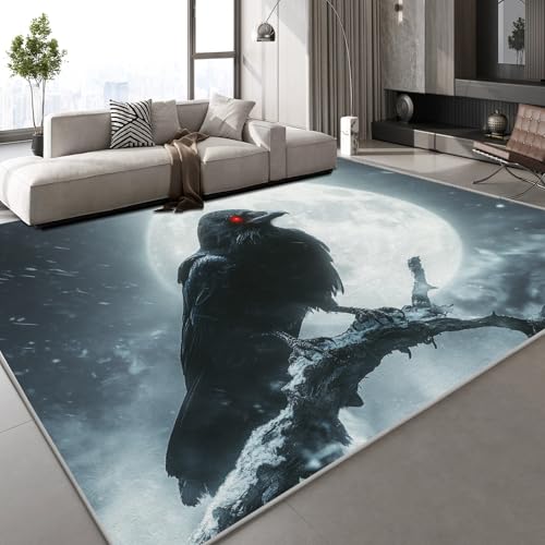 Generisch Kurzflor Teppich 3D Krähe Mond Teppich Matten rutschfeste FußMatte Gemalt Abstrakt Muster Kinder Spielteppiche FüR Schlafzimmer Flur Wohnzimmer Boden 140x200 cm Generisch Kurzflor Teppich 3D Krähe Mond Teppich Matten rutschfeste FußMatte Gemalt Abstrakt Muster Kinder Spielteppiche FüR Schlafzimmer Flur Wohnzimmer Boden 140x200 cm von Generisch