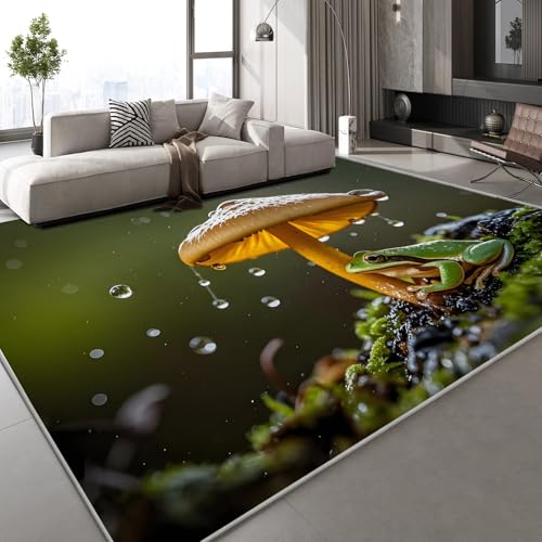Generisch Kurzflor Teppich 3D Pilze Wald Teppich Matten rutschfeste FußMatte Cartoon Süß Muster Kinder Spielteppiche FüR Schlafzimmer Flur Wohnzimmer Boden 100x150 cm von Generisch