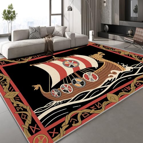 Generisch Kurzflor Teppich 3D Segelboot Vintage Teppich Matten rutschfeste FußMatte Wellen Runen Muster Kinder Spielteppiche FüR Schlafzimmer Flur Wohnzimmer Boden 140x200 cm Generisch Kurzflor Teppich 3D Segelboot Vintage Teppich Matten rutschfeste FußMatte Wellen Runen Muster Kinder Spielteppiche FüR Schlafzimmer Flur Wohnzimmer Boden 140x200 cm von Generisch