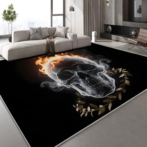 Generisch Kurzflor Teppich 3D Totenkopf Flamme Teppich Matten rutschfeste FußMatte Retro Horror Muster Kinder Spielteppiche FüR Schlafzimmer Flur Wohnzimmer Boden 150x210 cm Generisch Kurzflor Teppich 3D Totenkopf Flamme Teppich Matten rutschfeste FußMatte Retro Horror Muster Kinder Spielteppiche FüR Schlafzimmer Flur Wohnzimmer Boden 150x210 cm von Generisch