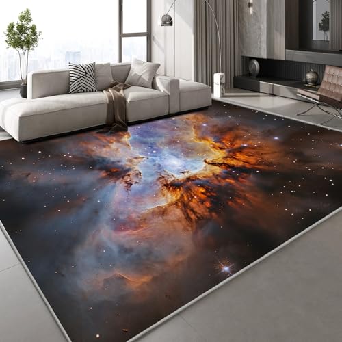 Generisch Kurzflor Teppich 3D Universum Galaxie Teppich Matten rutschfeste FußMatte Fantasy Planet Muster Kinder Spielteppiche FüR Schlafzimmer Flur Wohnzimmer Boden 150x210 cm von Generisch