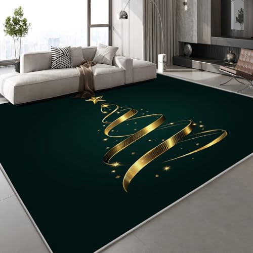 Generisch Kurzflor Teppich 3D Weihnachtsbaum Band Teppich Matten rutschfeste FußMatte Abstrakt Kunst Muster Kinder Spielteppiche FüR Schlafzimmer Flur Wohnzimmer Boden 140x200 cm von Generisch