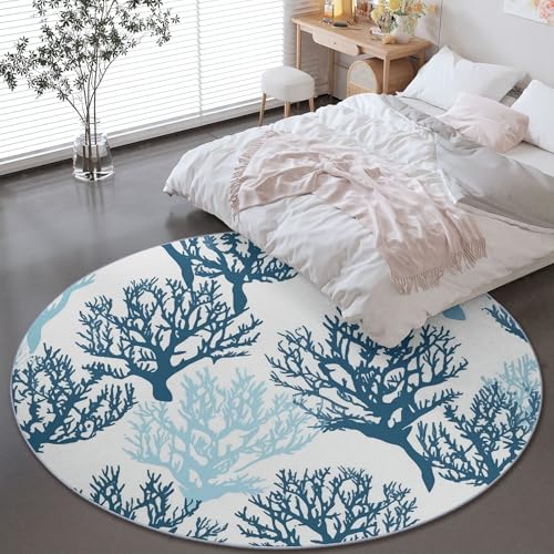 Generisch Kurzflor Teppich Rund 150 cm, Natur Botanik Korallenzweige Thema rutschfest Waschbar Runder Teppiche - Hellblau Flanell Flauschig Runder Teppich für Wohnzimmer Esszimmer Schlafzimmer Generisch Kurzflor Teppich Rund 150 cm, Natur Botanik Korallenzweige Thema rutschfest Waschbar Runder Teppiche - Hellblau Flanell Flauschig Runder Teppich für Wohnzimmer Esszimmer Schlafzimmer von Generisch
