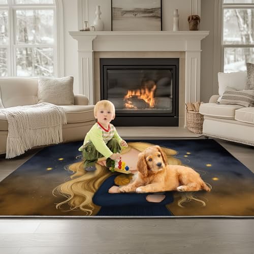 Großer Teppich Wohnzimmer 180 x 240 cm Widder-Mädchen Ist Süß, Teppiche Wohnzimmer Weiche Kurzflor Teppich rutschfest, Familien und haustierfreundlich Schwarz bedruckter Bodenteppich Großer Teppich Wohnzimmer 180 x 240 cm Widder-Mädchen Ist Süß, Teppiche Wohnzimmer Weiche Kurzflor Teppich rutschfest, Familien und haustierfreundlich Schwarz bedruckter Bodenteppich von Generisch