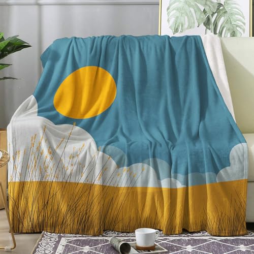 Generisch Kuscheldecke Weizenfeld Motiv, Sonnenuntergang Decke 230x270 Riesig Groß, Fleecedecke Flauschig für Sofa Couch, Zimmer Deko & Geschenke, Sofadecken Kuschelig Weich (ZX255) von Generisch