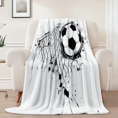Generisch Kuscheldecke mit Einfach Fußball Netz Drucken, Weiß Schwarz Weich Atmungsaktiv Überwurf 100 x 130 cm für Frauen Kinder Schlafzimmer Wohnzimmer - Pflegeleicht für Bett Couch Sofa Stuhl Büro Generisch Kuscheldecke mit Einfach Fußball Netz Drucken, Weiß Schwarz Weich Atmungsaktiv Überwurf 100 x 130 cm für Frauen Kinder Schlafzimmer Wohnzimmer - Pflegeleicht für Bett Couch Sofa Stuhl Büro von Generisch