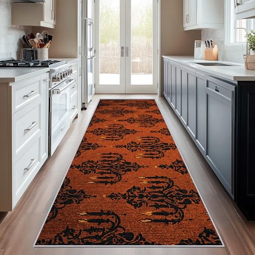 Generisch Läufer Flur Goth Kerze, Waschbarer Teppich Läufer Schwarz Orange 60x160, Küchenteppich, Eingangsbereich, Bettvorleger, Schlafzimmer Deko, rutschfest, Kurzflor f933 Generisch Läufer Flur Goth Kerze, Waschbarer Teppich Läufer Schwarz Orange 60x160, Küchenteppich, Eingangsbereich, Bettvorleger, Schlafzimmer Deko, rutschfest, Kurzflor f933 von Generisch