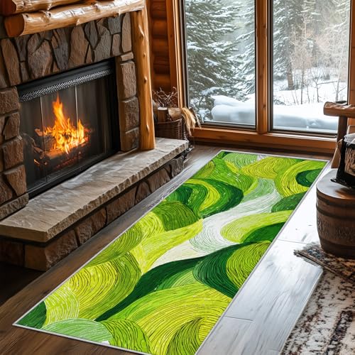 Generisch Läufer Flur Grün Abstrakt, Waschbarer Teppich Läufer Bohemian Modern 60x120, Küchenteppich, Eingangsbereich, Bettvorleger, Schlafzimmer Deko, rutschfest, Kurzflor c363 Generisch Läufer Flur Grün Abstrakt, Waschbarer Teppich Läufer Bohemian Modern 60x120, Küchenteppich, Eingangsbereich, Bettvorleger, Schlafzimmer Deko, rutschfest, Kurzflor c363 von Generisch