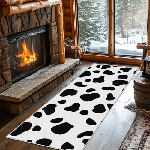 Generisch Läufer Flur Kuh Flecken, Waschbarer Teppich Läufer Schwarz Weiß Tiere 100x200, Küchenteppich, Eingangsbereich, Bettvorleger, Schlafzimmer Deko, rutschfest, Kurzflor d27 Generisch Läufer Flur Kuh Flecken, Waschbarer Teppich Läufer Schwarz Weiß Tiere 100x200, Küchenteppich, Eingangsbereich, Bettvorleger, Schlafzimmer Deko, rutschfest, Kurzflor d27 von Generisch