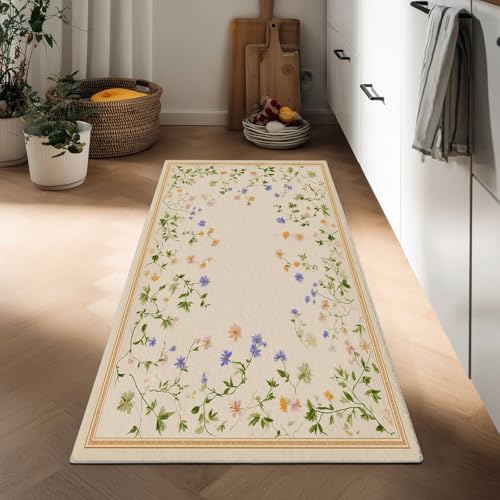 Generisch Läufer Flur rutschfest 60 x 120 cm Teppich, Landhausstil Kurzflor Waschbare Teppiche Küche Bodenmatte Retro Weinblätter Blumen für Eingang Schlafzimmer Treppe Badezimmer Generisch Läufer Flur rutschfest 60 x 120 cm Teppich, Landhausstil Kurzflor Waschbare Teppiche Küche Bodenmatte Retro Weinblätter Blumen für Eingang Schlafzimmer Treppe Badezimmer von Generisch