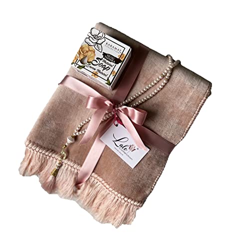 "Generisch" Lale Collection® Premium Samt-Gebetsteppich-Set Rosa + tesbih Koran Quran Muslim Prayer Rug mat sejjada von "Generisch"