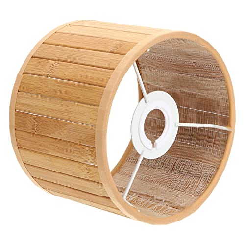 Generisch Lampenschirm aus Bambus hohe Stehlampe Lampensockel Tischlampenschirm aus Rattan LED lampenschirme für tischlampe lampenschirm retro Wandleuchtenschirm Lampenschatten Metall Beige von Generisch