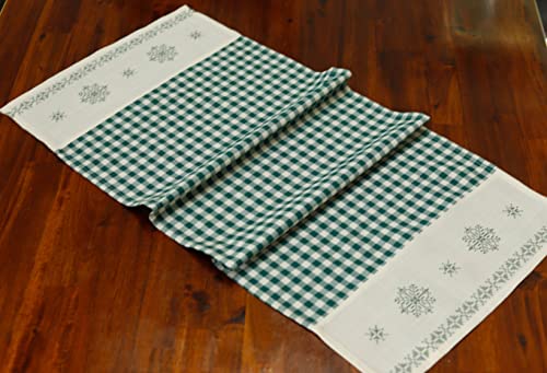 Landhaus Tischläufer Karo grün weiß Bestickt 40x90 gestickt von Generisch