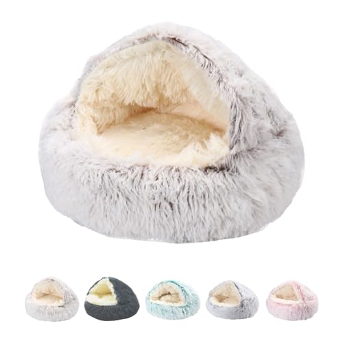 Generisch Lapcatz Katzennest, beruhigendes Katzenhöhlenbett, Abnehmbarer Bezug, maschinenwaschbares Plüschnest für drinnen, Katzen & kleine Hunde, rutschfeste Unterseite (Coffee A, S) von Generisch