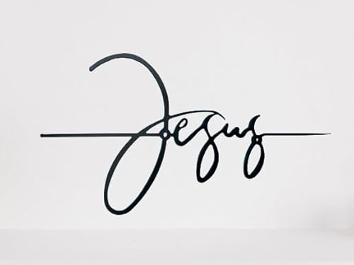 Generisch Laser-Tec Metalldeko Jesus Schriftzug | Farbe: schwarz | Wanddeko | Kalligrafie| Schlafzimmer, Wohnzimmer, Büro, Küche (40 x 88 cm, schwarz) von Generisch