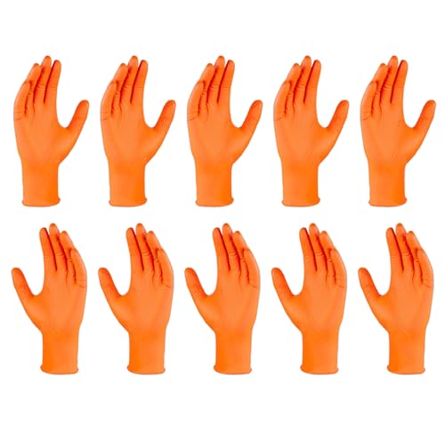 Generisch Latex Handschuhe | Texturierte Sicherheits Arbeitshandschuhe - Reißfeste Schutzhandschuhe Mit Struktur 10x Orange Für Haushalt Industrie Auto von Generisch