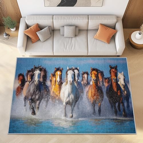 Generisch Laufendes Pferd Teppich 140x200 cm – Pferdeherde Weich Flanellteppich für Wohnzimmer & Schlafzimmer – Natur Tiere Teppiche rutschfest Waschbar für Böden und Kinderzimmer Generisch Laufendes Pferd Teppich 140x200 cm – Pferdeherde Weich Flanellteppich für Wohnzimmer & Schlafzimmer – Natur Tiere Teppiche rutschfest Waschbar für Böden und Kinderzimmer von Generisch