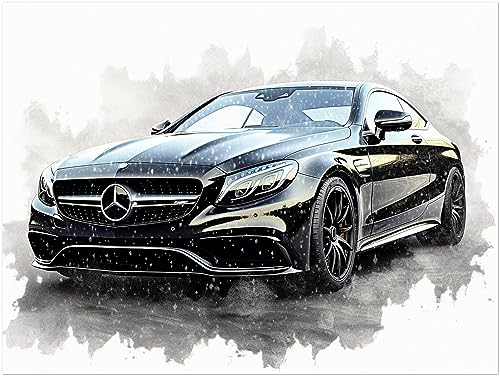 Generisch Leinwand oder Poster - Mercedes C63 - Auto Sportwagen Kunstdruck Illustration Wandbild P264N (Leinwand auf Keilrahmen, 80x60 cm) von Generisch