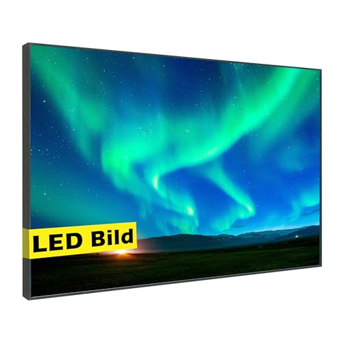 Generisch Leuchtbild I Polarlicht am Himmel I LED Wandbild I Leuchtende Natur Leinwand mit Rahmen - Made in Germany (Polarlicht am Himmel, 40x30 cm, Rahmen: Weiß Matt) von Generisch
