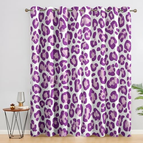 Generisch Lila Leopardenmuster Vorhänge für Wohnzimmer Schlafzimmer, Vorhang Blickdicht Gepardenmuster, Gardinen mit Ösen 2er Set, Verdunklungsvorhänge H 175 x B 140 cm D&P15 Generisch Lila Leopardenmuster Vorhänge für Wohnzimmer Schlafzimmer, Vorhang Blickdicht Gepardenmuster, Gardinen mit Ösen 2er Set, Verdunklungsvorhänge H 175 x B 140 cm D&P15 von Generisch
