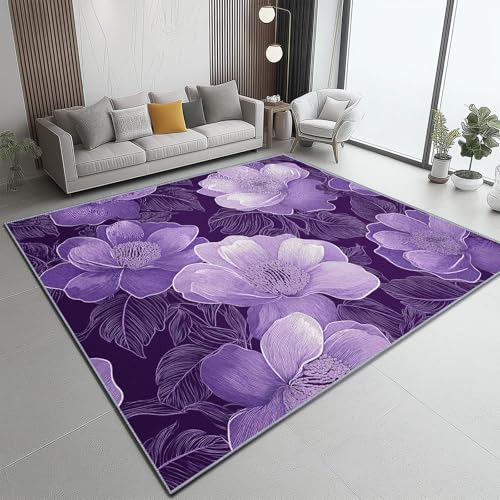 Generisch Lila Teppich 180x240 cm rutschfest und waschbar, Schön Floral Linie Druck Teppich für Dekoration Schlafzimmer Kinderzimmer Wohnzimmer Kurzflor Läufer Generisch Lila Teppich 180x240 cm rutschfest und waschbar, Schön Floral Linie Druck Teppich für Dekoration Schlafzimmer Kinderzimmer Wohnzimmer Kurzflor Läufer von Generisch