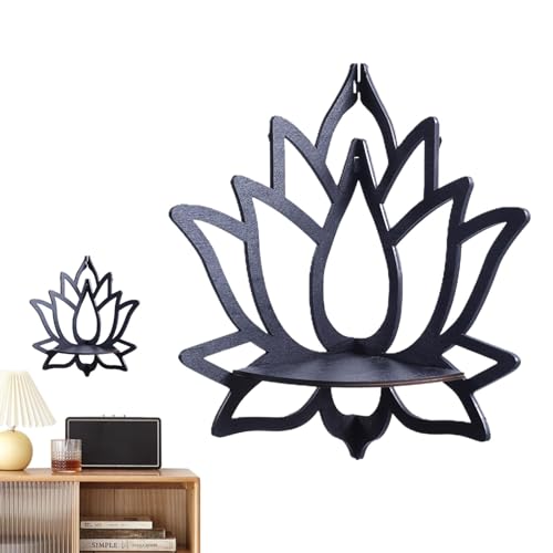 Generisch Lotusblumen-Kristallregal, Lotus-Eckregale | Wandmontiertes schwebendes Kristallregal,Eckorganizer in Lotusform, Retro-Wanddekoration für Wohnzimmer, Schlafzimmer, für Steine, Kristalle von Generisch