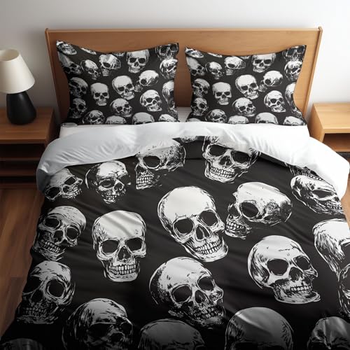 Generisch Luxuriöses 3-teiliges Weiß Bettwäsche-Set 135 x 200 cm, Horror Totenkopf Textur Drucken Weichem Bettbezüge, mit Reißverschluss und inklusive Kissenbezügen, für Kinderzimmer Generisch Luxuriöses 3-teiliges Weiß Bettwäsche-Set 135 x 200 cm, Horror Totenkopf Textur Drucken Weichem Bettbezüge, mit Reißverschluss und inklusive Kissenbezügen, für Kinderzimmer von Generisch